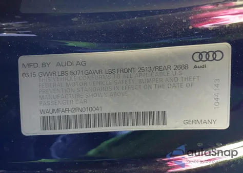 2015 Audi A5 2.0T Premium from USA, damaged, VIN WAUMFAFH2FN010041